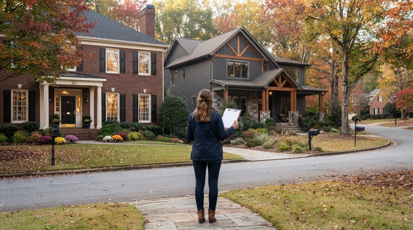 Woodstock Georgia home exterior after a storm with insurance paperwork for quote comparison